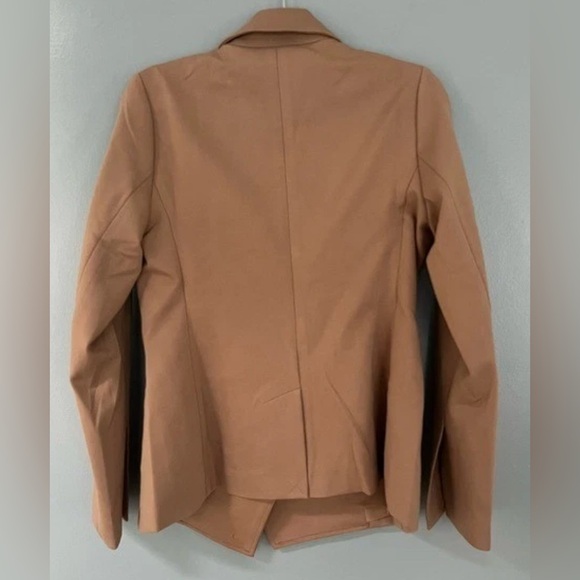 SPANX The Perfect Asymmetrical Tailored Blazer Ponte Toffee Tan Khaki Medium NWT - Picture 4 of 10